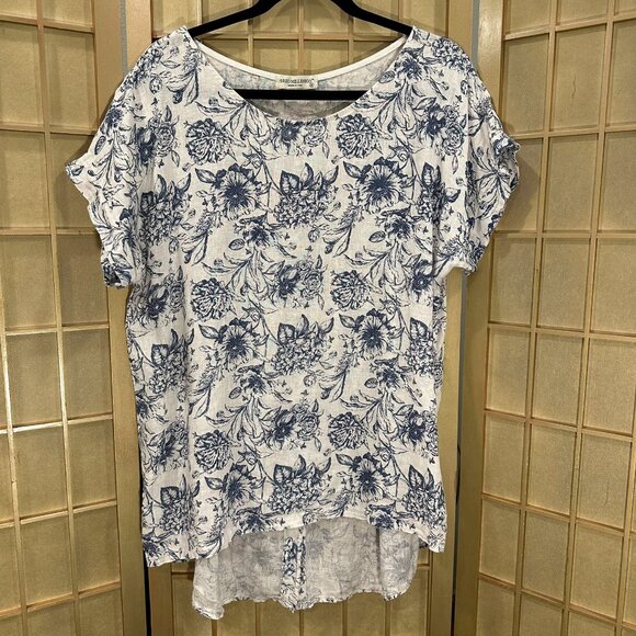 Beautiful Terzo Millennio Blouse/Top/Tunic 100% Linen, Made in Italy Top Medium - Picture 2 of 7